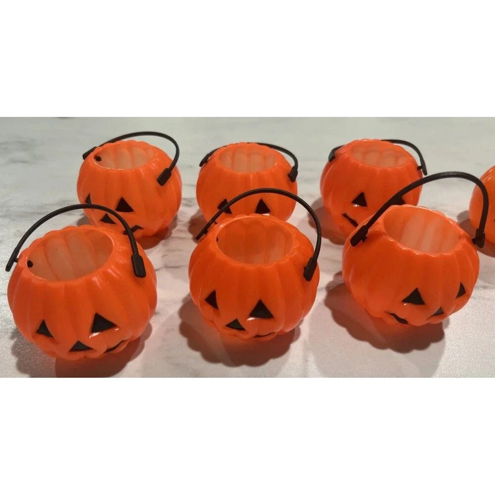 Lot of 11 Mini Pumpkins vintage blow mold Halloween Party Treat Containers New